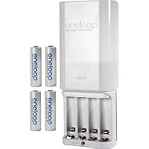 Sanyo Eneloop 4 Pack AA NiMH Pre-Charged Rechargable Batteries w/ Charger