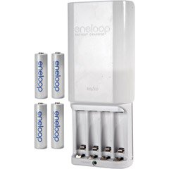 Sanyo Eneloop 4 Pack AA NiMH Pre-Charged Rechargable Batteries w/ Charger
