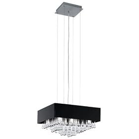 Eglo 88202A Camini, Black and Chrome Clear Crystals, 8-Light Pendant Light Fixture by Eglo