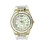 Guess Women's Crystal-Accented White Strap Watch