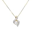 Necklace With Precious Stones - Genuine Clean Diamonds and 6.5mm Freshwater Pearl 14K Two tone Gold Length 18in
