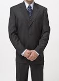 Kilburne & Finch Charcoal Gray Double Stripe Three Button Center-Vented Suit with Pleated Pants