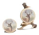 Set Of 4 Deer Coasters With Antler Holder For Rustic Lodge Cabin Look And Home Decor