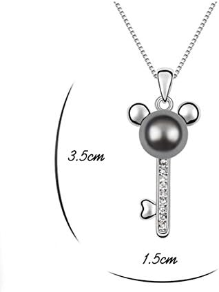 KAMOUR Jewelry Alloy artificial Pearl Micky Head Key Pendant Necklace Open The door of Heart Gift for Girlfriend Valentine Christmas(with Gift Bag)