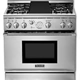 Thermador Pro Grand PRL364EDG 36 Pro-Style All-Gas Range with 4 Star Burners (2 w/ ExtraLow Simmer Settings), Titanium Surface Electric Griddle, European 3rd Element Convection & 5.1 cu. ft. Oven Capacity: Liquid Propane