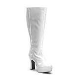 Womens PLUS SIZE 4 Inch Sexy WIDE WIDTH WIDE CALF Knee High Boot White Platform