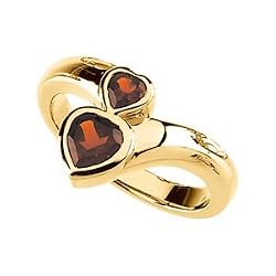 06.00/04.00MM 14K Yellow Gold Genuine Mozambique Garnet Heart Ring