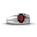 14K White Gold Genuine Oval Garnet Men's Ring - Size 11.5
