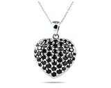 Black CZ Pendant in Platinum Plated Sterling Silver