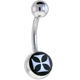 Black and White GOTHIC CROSS Logo Belly Button Ring