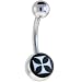 Black and White GOTHIC CROSS Logo Belly Button Ring