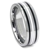 Tungsten Carbide Black/White Resin Wedding Band Ring