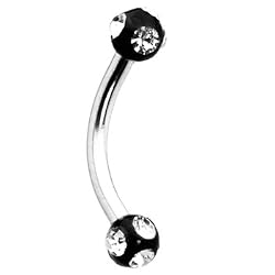 Black Acrylic Tiffany Gem Eyebrow Ring