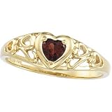 04.00X04.00 MM 14K Yellow Gold Genuine Mozambique Garnet Heart Ring