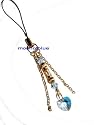Chic Gold Tone Cell Phone Charm with Swarovski Crystal Heart - Blue