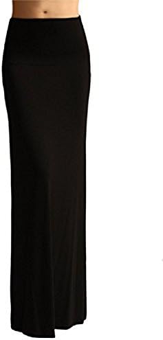 Womens Rayon Lightweight Floor Length Maxi Skirt (Small, Black)