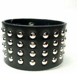 Black Punk Studded Pu Leather Bracelet Unisex Fashion Jewelry Collection