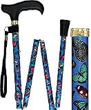 Blue Skies Butterfly Folding Adjustable Designer Derby Walking Cane with Engraved Collar Blue Skies Butterfly Folding Adjustable Designer Derby Walking Cane with Engraved Collar