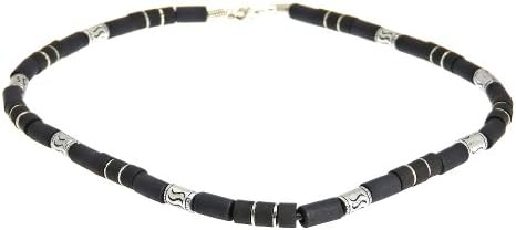 Surf Surfer Black & Silver Colour Bead Beads Necklace Choker - D
