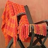 100% Alpaca wool throw, 'Juicy Orange'