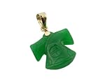 Green Jade Tradional Chinese Shirt Pendant, 14k Gold