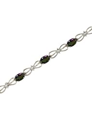 14K White Gold Oval Mystic Topaz and Diamond Bracelet