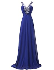 V-neck Sleeveless Acrylic/Chiffon/Satin Ruched Lace-Up Sequined Evening Dress/Bridesmaid Dress/Prom Dress/Party Dress 