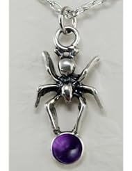 A Cute Little Spider Pendant in Silver, with Amethyst ...Jewelry Made in America