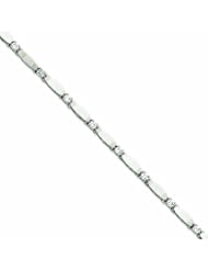 14K White Gold 7in Holds 11 3.5mm Stones 1.87ct Bar Link Tennis Bracelet Mo