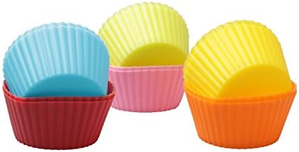 Mactrem Round Silicone Baking Cups Cupcake Bakeware Liners Case Molds Sets - (24 Pack)