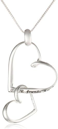 Silver Tone True Friends Are Joined At the Heart" Double Heart Pendant
