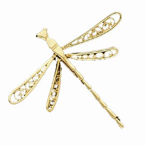 Dragon Fly Brooch In 14kt Gold