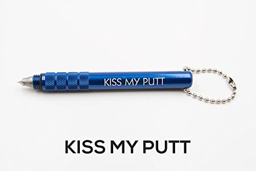 KISS MY PUTT laser engraved - BLUE TruGroove Golf Club Groove Sharpener - Improved Backspin - Wedges and Irons - with 2 Free Color Matched Ball Markers - Lifetime Warranty - Made in USA