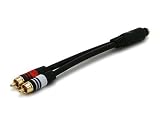 PREMIUM 3.5mm Stereo Female to 2RCA Male 22AWG Cable - 6 inches - Gold Plated