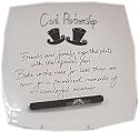 Civil Partnership Gift Two Top Hats Square Signature Plate