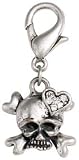 Pet Supplies : Small Silver Skull & Crossbones Pet Collar Charm