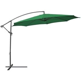 Garden Parasol Outdoor Banana Parasol Overhanging Garden Cantilever Umbrella with Hand-Crank and Pole Green