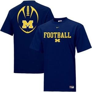 Michigan Wolverines NCAA Youth Team Issue T-shirt by Nike (Large Navy Blue)