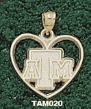 Texas A&M Univ Atm In Heart 5/8 Charm/Pendant -14K/10K, Stainless Steel or Gold Plated