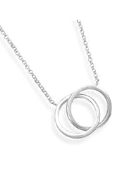 Double Circle Ring Necklace with Rolo Chain Sterling Silver Adjustable Length