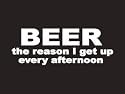 #044 Beer The Reason I Get Up Every Afternoon Bumper Sticker / Vinyl Decal