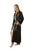 Gorgeous Long Satin Robe with Contrast Trim