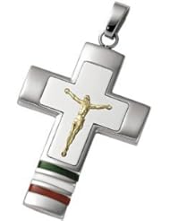 Joyas Alternativas™ Stainless Steel Crucifix Pendant with Multi Color Enamel