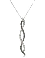 14k White Gold Diamond Twist Pendant Necklace (1/6 cttw, H-I Color, I1-I2 Clarity), 18"