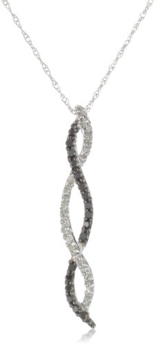 14k White Gold Diamond Twist Pendant Necklace (1/6 cttw, H-I Color, I1-I2 Clarity), 18"