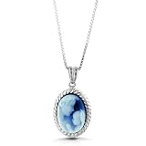 Heaven's Gift Cameo Pendant w/ Sterling Silver Open Back Frame and 18 Chain