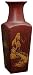 Asian Accessories - 13" Ming Square Red Lacquered Porcelain Decorative Oriental Flower Vase