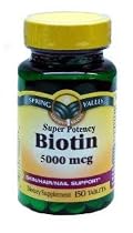 SUPER POTENCY Biotin 5000 mcg - Promotes Skin, Hair & Nail Health - 120 Caps