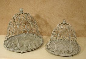 Set of 2 Bell Toped Metal Cupcake Stands Covered Cake