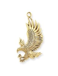 13.5mm 14k Yellow Gold Textured American Bald Eagle Open Back Pendant